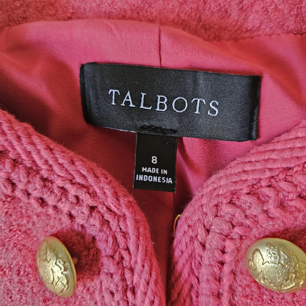 Talbots Berkshire Crop Jacket Blazer Size 8 Pink Coral Wool Blend - Picture 12 of 12